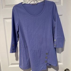 Soft Surroundings Gauze Artisan Woven Asymmetrical Tunic Top in Periwinkle- M